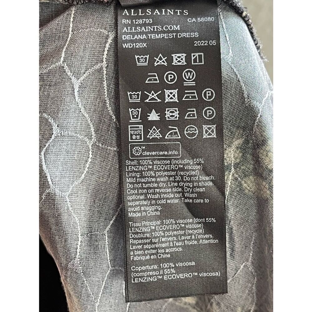 AllSaints Delana Tempest Wrap Slip Dress in deep green with snake- print - Picture 9 of 12